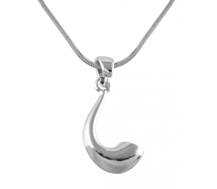 Silver Ram's Horn Shofar Necklace Pendant Rhodium Plated