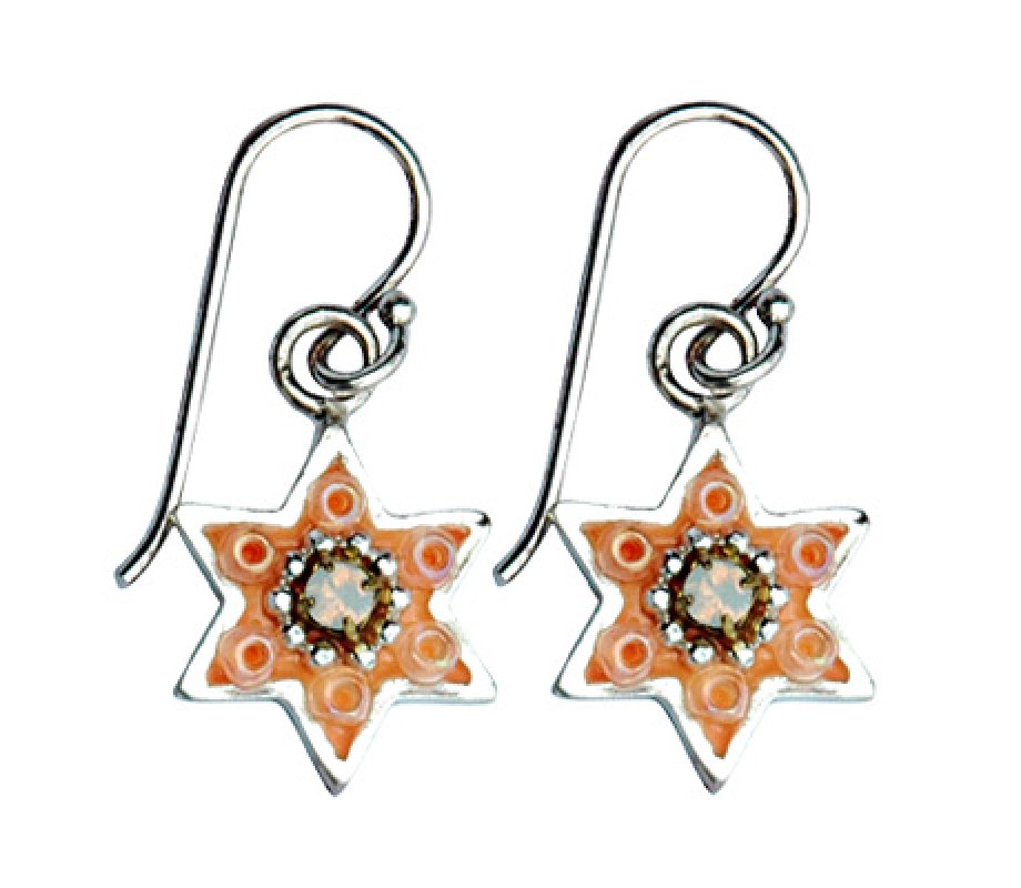 Silver Star of David Earrings -Shades of Spring by Ester Shahaf