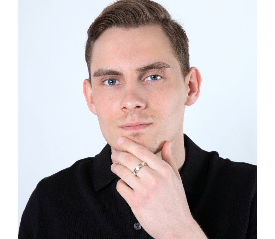 Silver Sterling Ring, Gold Plated Embossed Ani Ledodi English Inside