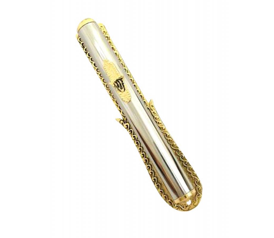 Silver and Gold Plated Hamsa Mezuzah