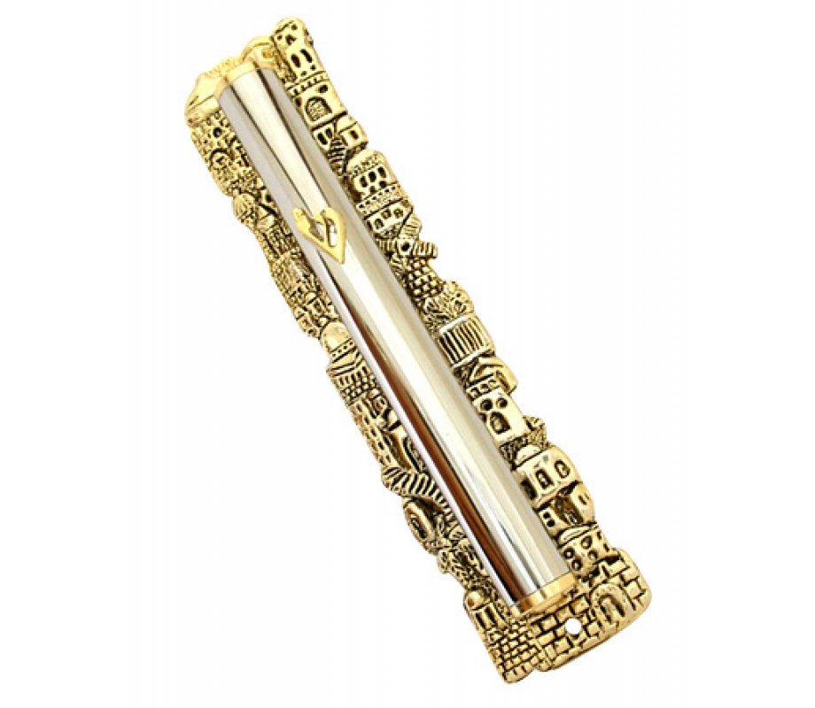 Silver and Gold Plated Jerusalem Mezuzah