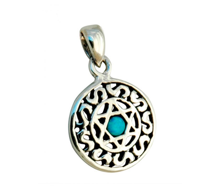 Silver and Opal Star of David Decorative Pendant