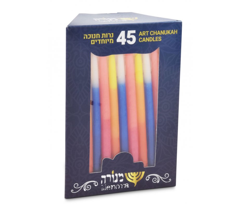 Slender Handmade Dripless Chanukah Candles, Mixed Colors