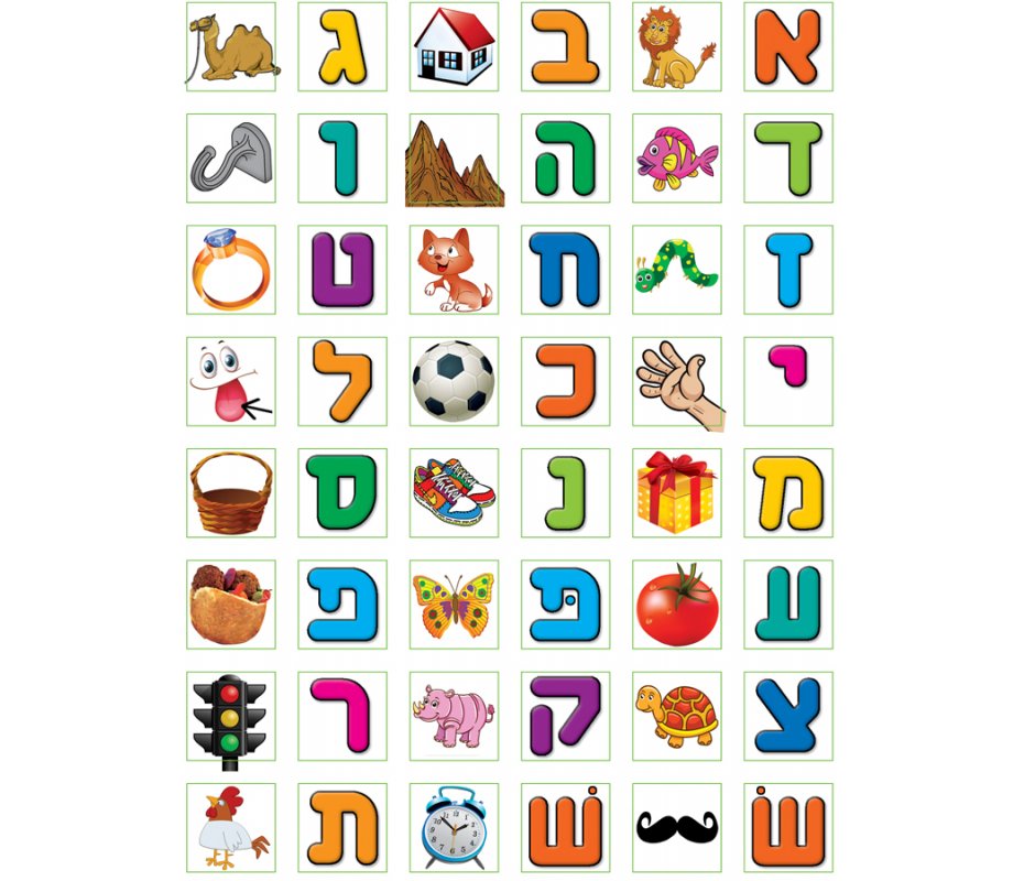 Small Colorful Stickers for Children - Aleph Beit Letters and Pictures