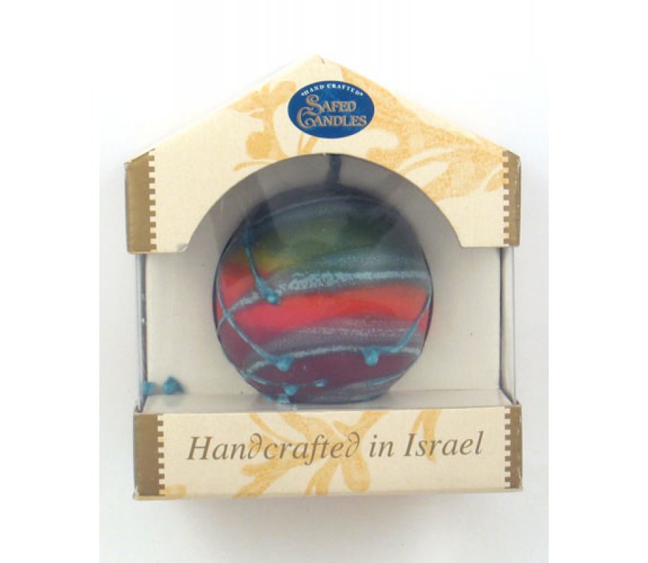 Small Handmade Globe Havdalah Candle - Red and Blue Colors