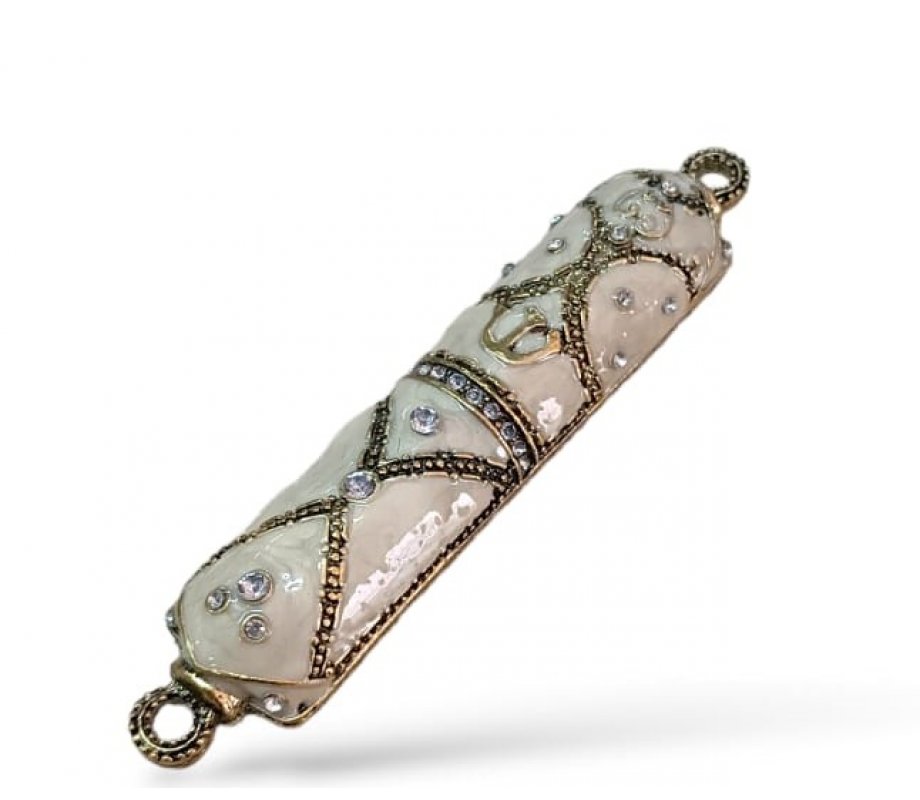 Small Metal Mezuzah Case, Enamel with Streak Design - Choice of Colors