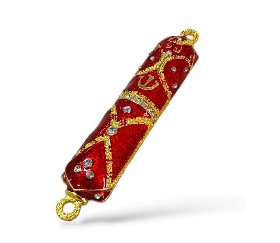 Small Metal Mezuzah Case, Streak Design on Enamel - Choose from Three Colors