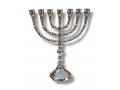 Small Nickel Seven Branch Menorah - 8 Inches