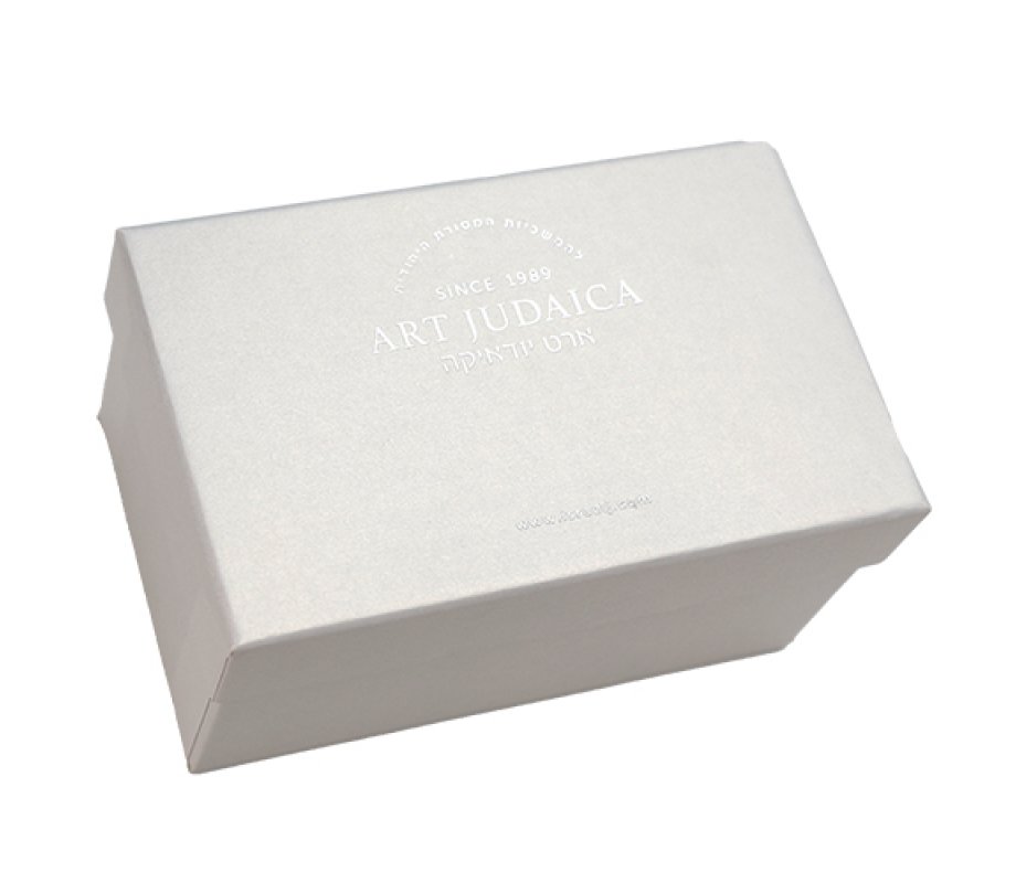 Square Crystal Glass Candlesticks with Gold Color Metal Overlay - Shabbat Kodesh