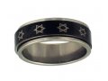 Stainless Steel Black Revolving Star of David Ring