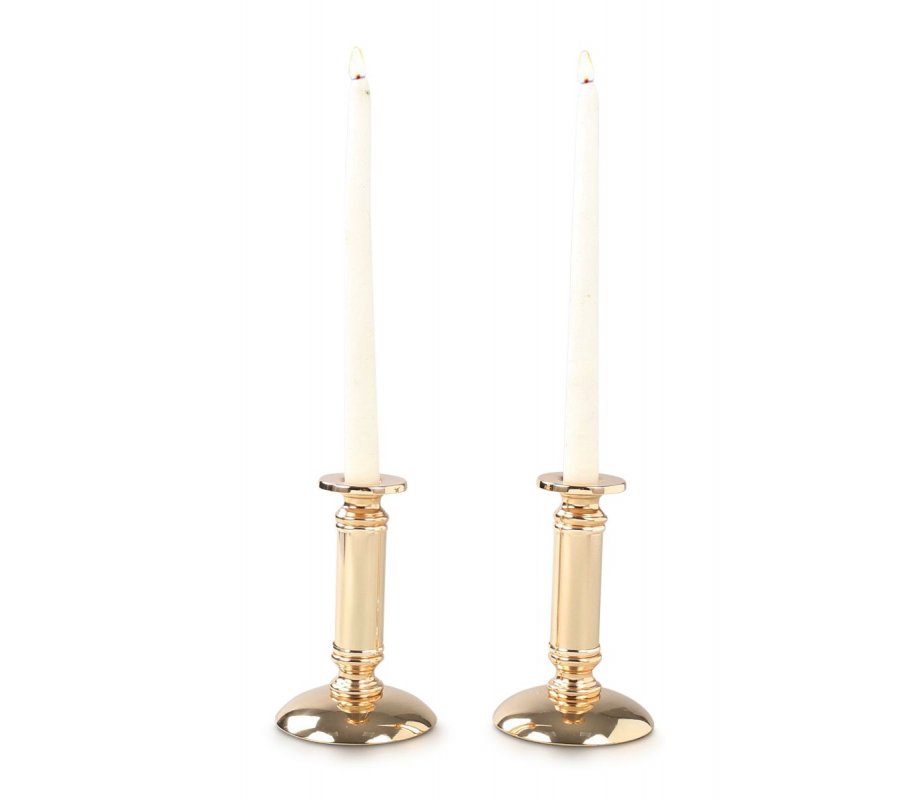 Stainless Steel Gold Candlesticks, Gleaming Smooth Surface - Small Height