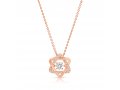 Stainless Steel Pendant Necklace, Rose-Gold Plate - Star of David with Zircons