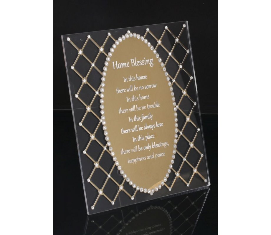 Standing English Home Blessing, Decorative Lucite - Silver or Gold