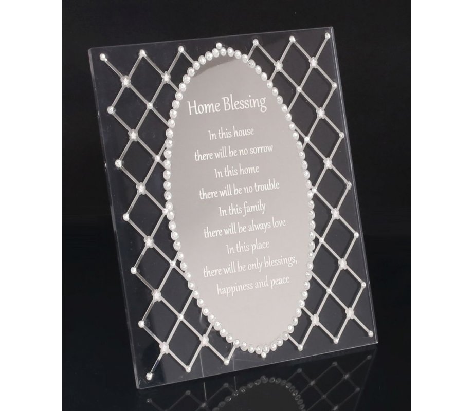 Standing English Home Blessing, Decorative Lucite - Silver or Gold