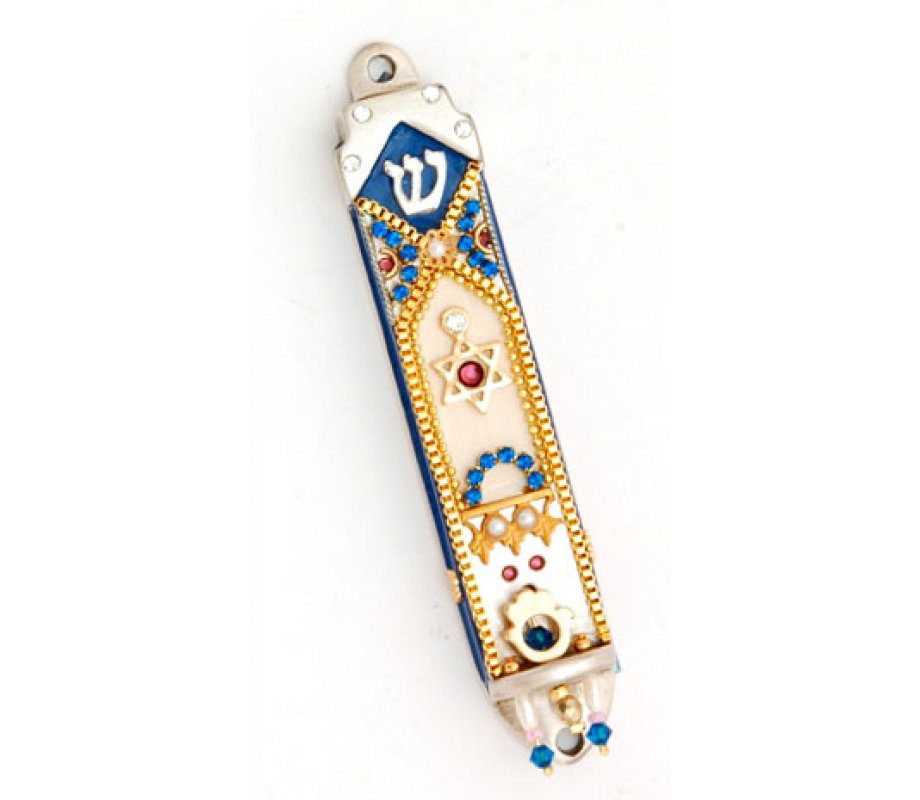 Star of David Design Pewter Mezuzah by Ester Shahaf