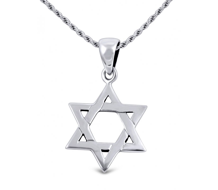 Star of David Necklace Pendant for Women or Men in 925 Sterling Silver with Chain