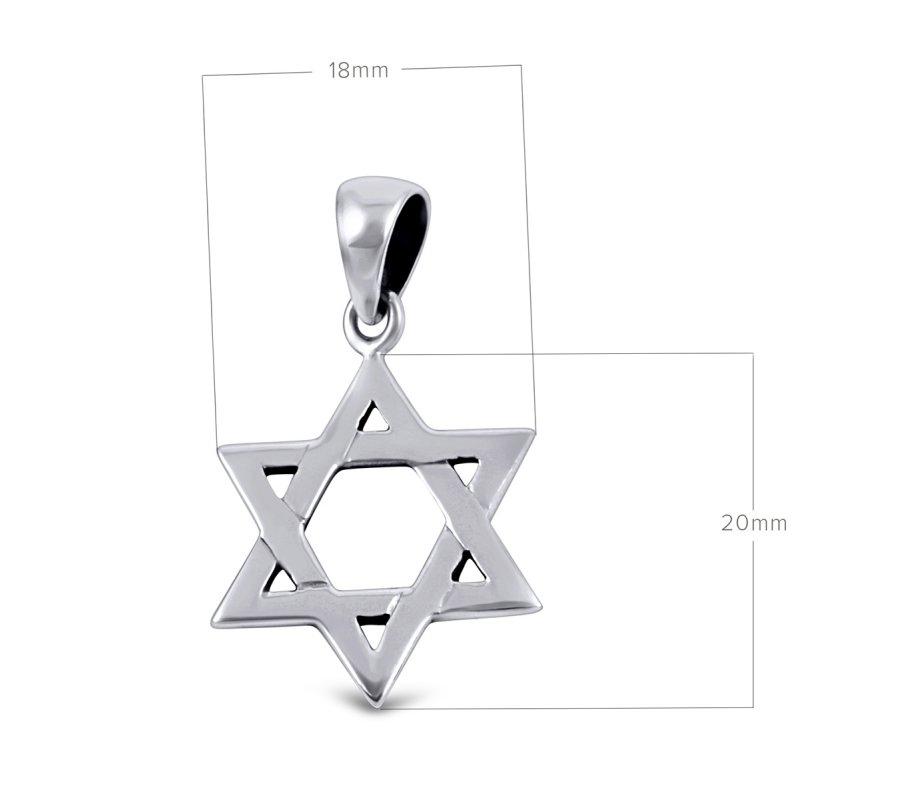 Star of David Necklace Pendant for Women or Men in 925 Sterling Silver with Chain