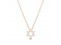 Star of David Pendant on Rose-Gold Plated Sterling Silver Necklace - Zircons