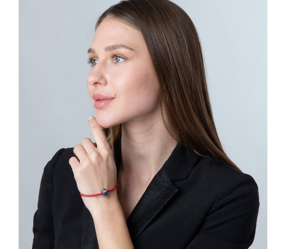 Sterling Silver Bead Charm, Star of David on Eilat Stone