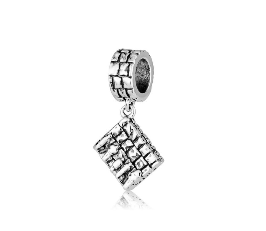 Sterling Silver Bracelet Charm - Engraved Praying at the Western Wall