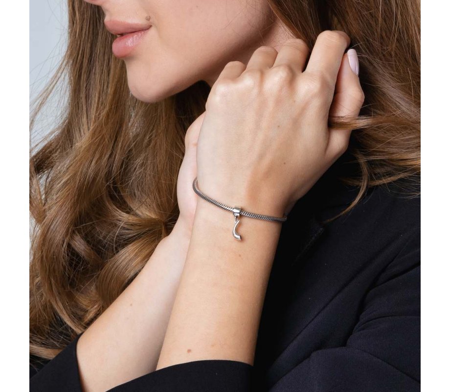 Sterling Silver Bracelet Charm - Shofar with Star of David Decoration