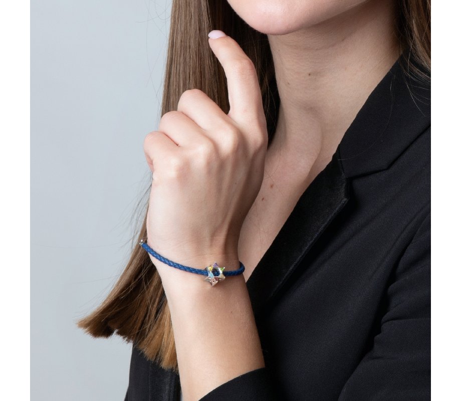 Sterling Silver Colorful Star of David Charm