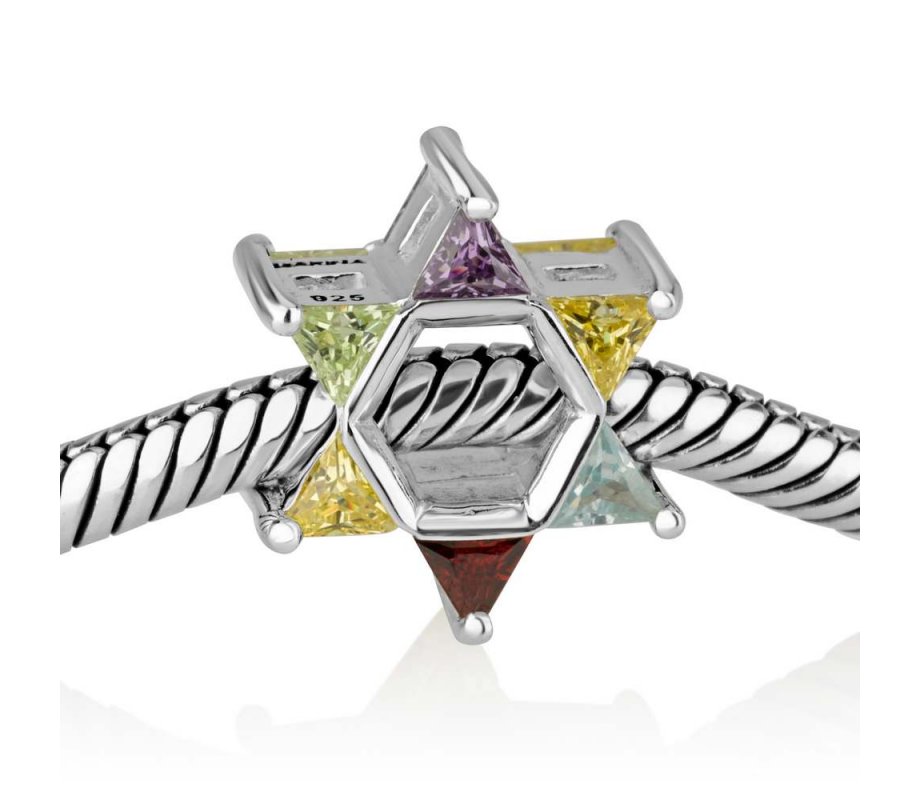 Sterling Silver Colorful Star of David Charm