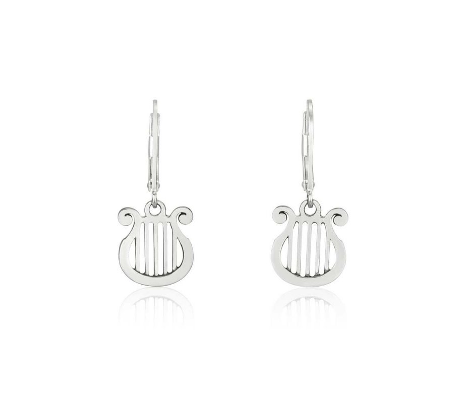Sterling Silver Dangle Earrings - King David's Lyre Image