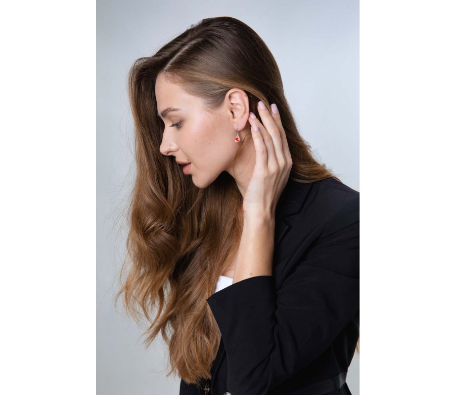 Sterling Silver Dangle Earrings - Red Pomegranates