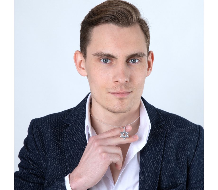 Sterling Silver Double Star of David Pendant Necklace – Beaded and Smooth Design