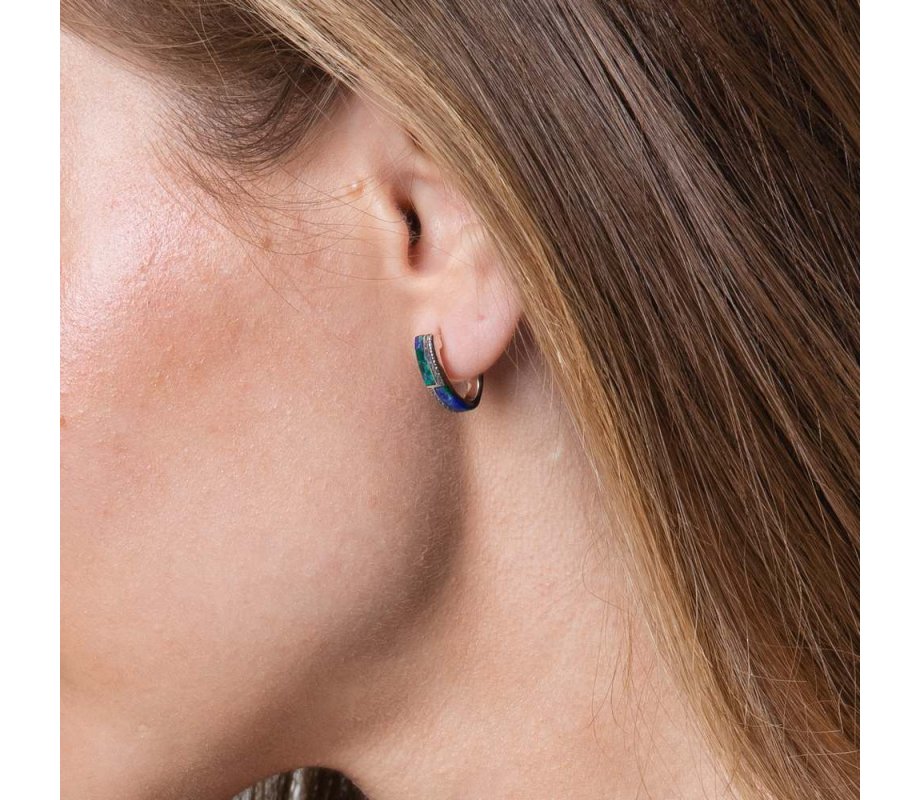 Sterling Silver Earrings - Strips of Eilat Stone and Beading