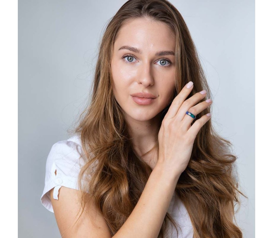 Sterling Silver Eilat Stone Ring with Diagonal Decorative Stripe