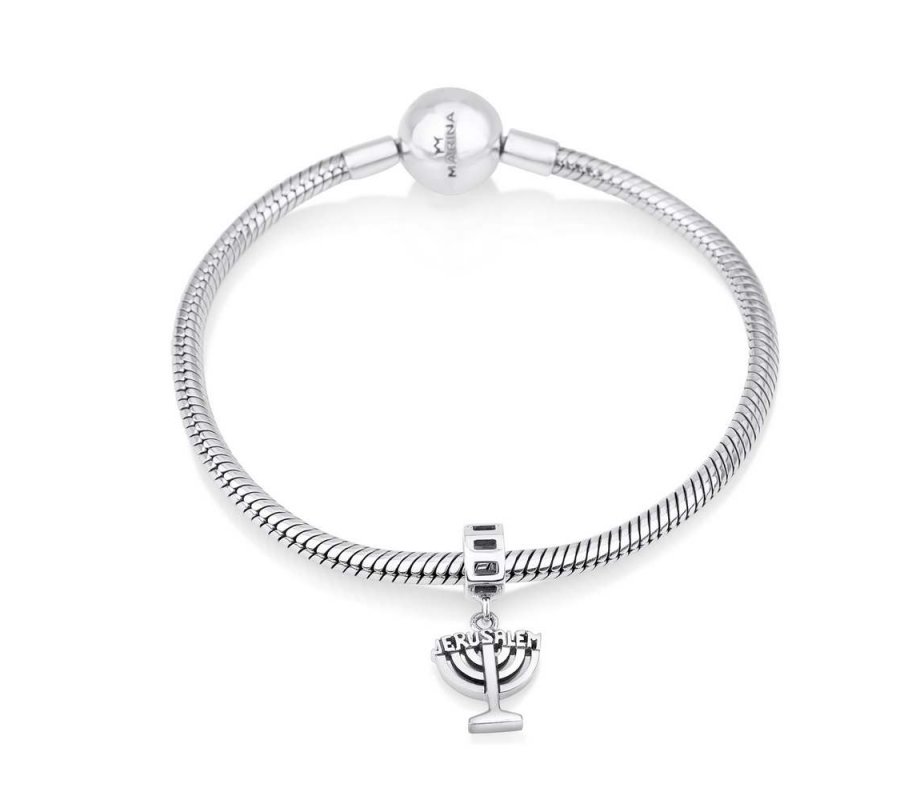 Sterling Silver Jerusalem Menorah Charm