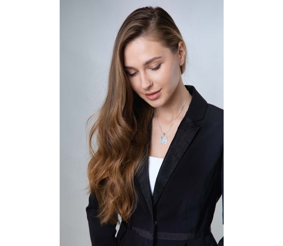 Sterling Silver Necklace – Pendant with Seven Branch Menorah, Chai and Yisrael