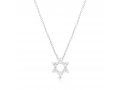 Sterling Silver Necklace - Star of David Pendant with Zircons