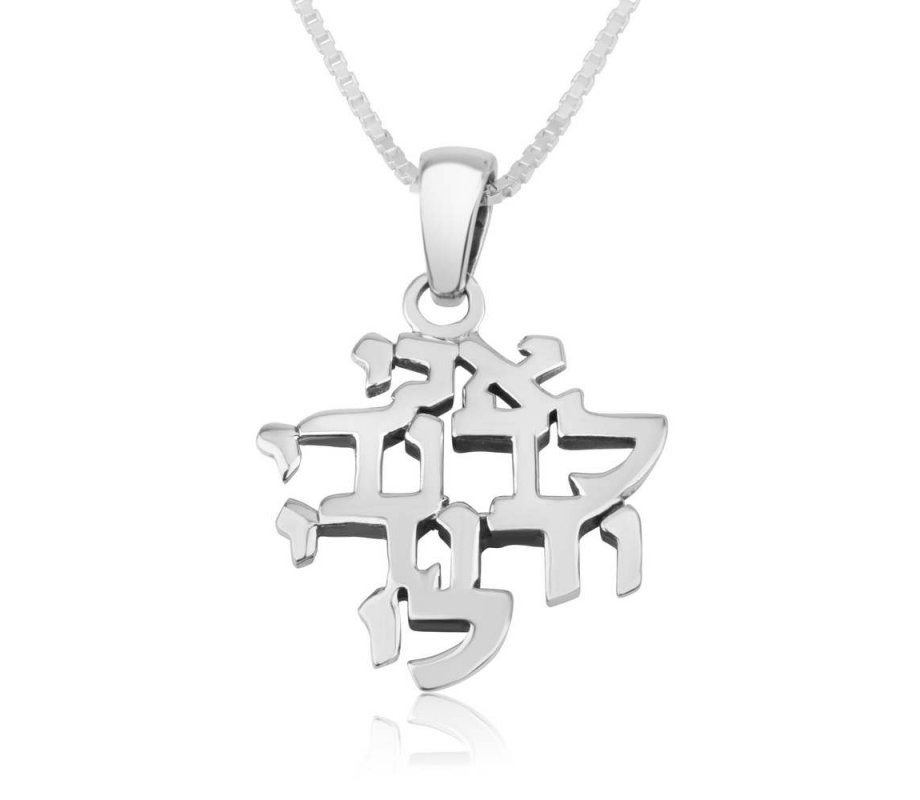 Sterling Silver Pendant Necklace - Ani Ledodi I Am For My Beloved in Hebrew