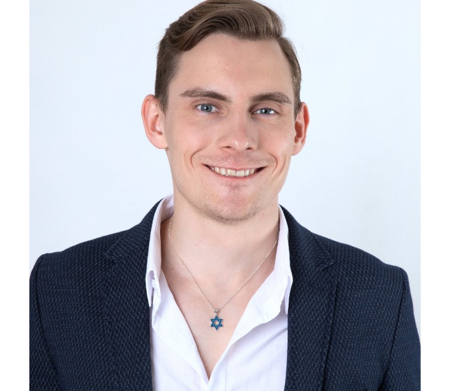 Sterling Silver Pendant Necklace, Blue Enamel - Star of David