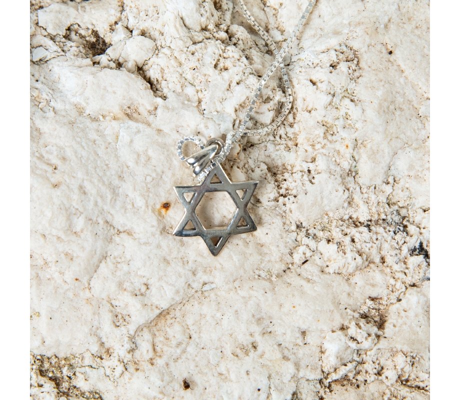 Sterling Silver Pendant Necklace, Star of David - Classic Smooth Design
