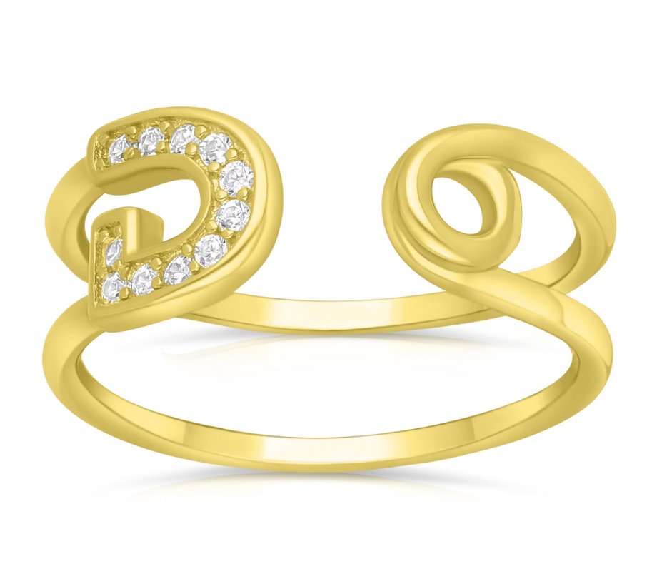 Sterling Silver Ring, Horseshoe with Zircons - Choose Silver, Gold or Rose Gold