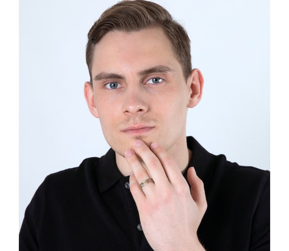 Sterling Silver Ring with Cutout Gold Plated Hebrew Ani Ledodi English Inside