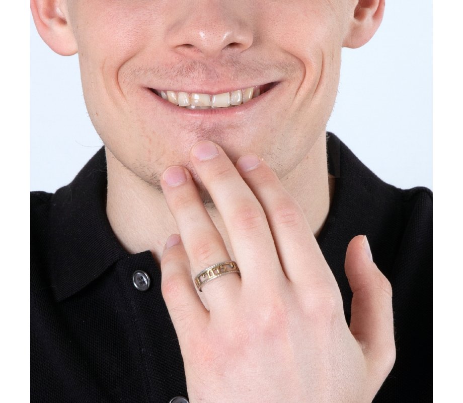 Sterling Silver Ring with Cutout Gold Plated Hebrew Ani Ledodi English Inside