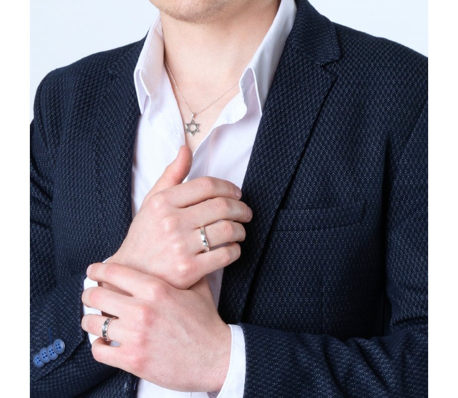 Sterling Silver Ring with White Stone, Ani Ledodi in Hebrew and English