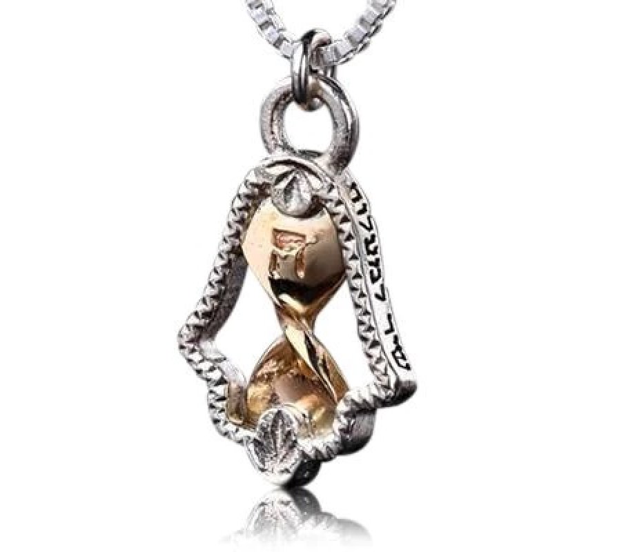 Sterling Silver and 9K Gold Hamsa Kabbalah pendant by Haari