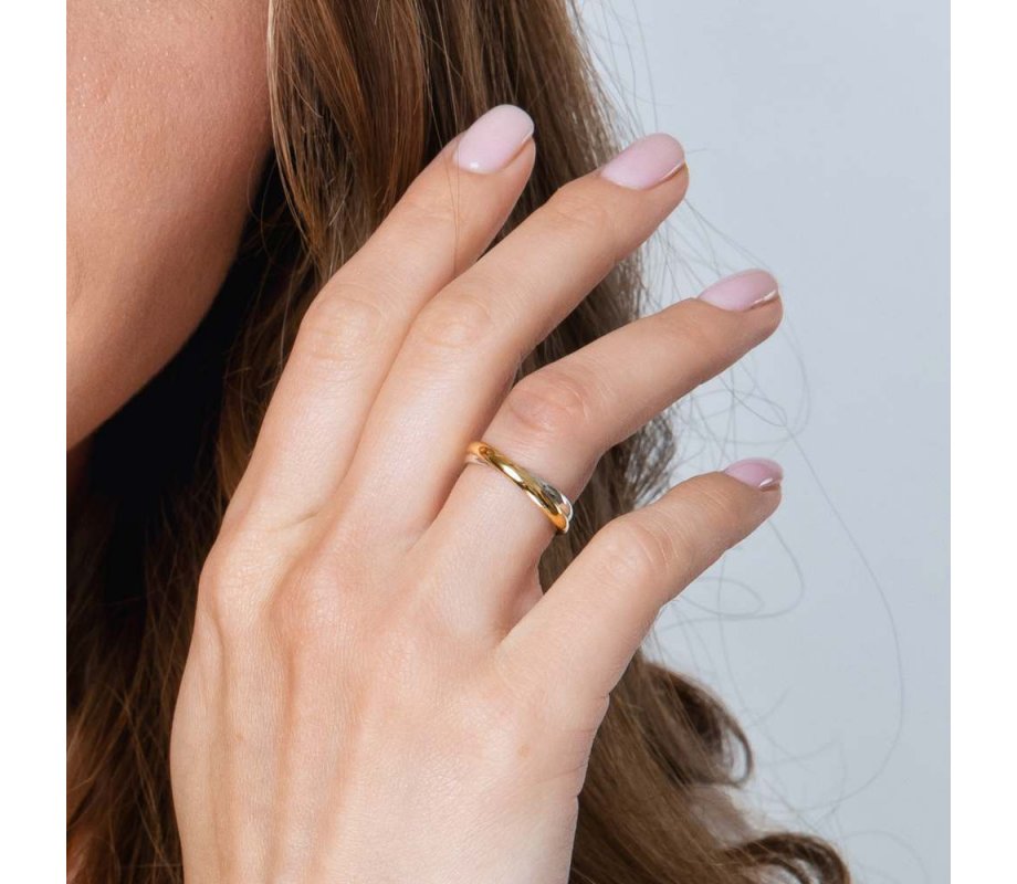 Sterling Silver and Gold Plated Double Ring, This Too Shall Pass Hebrew