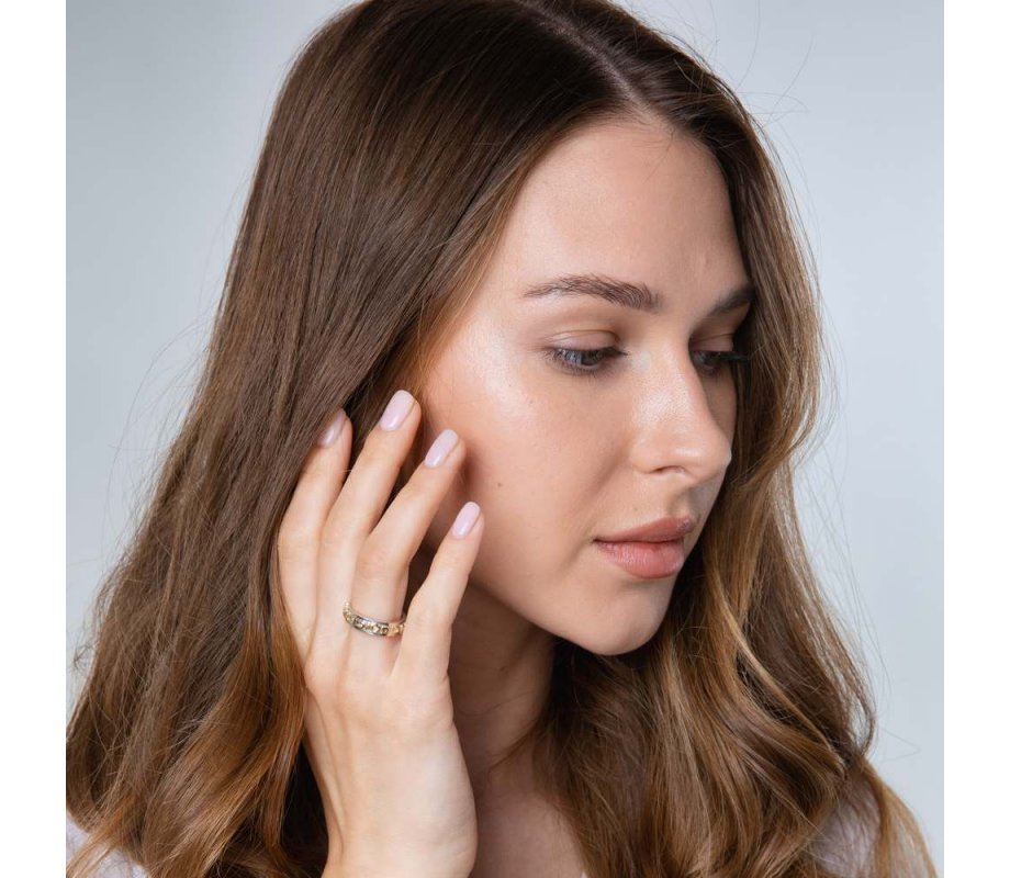 Sterling Silver and Gold Plated Ring, Psalm Protection Words - Hebrew & English