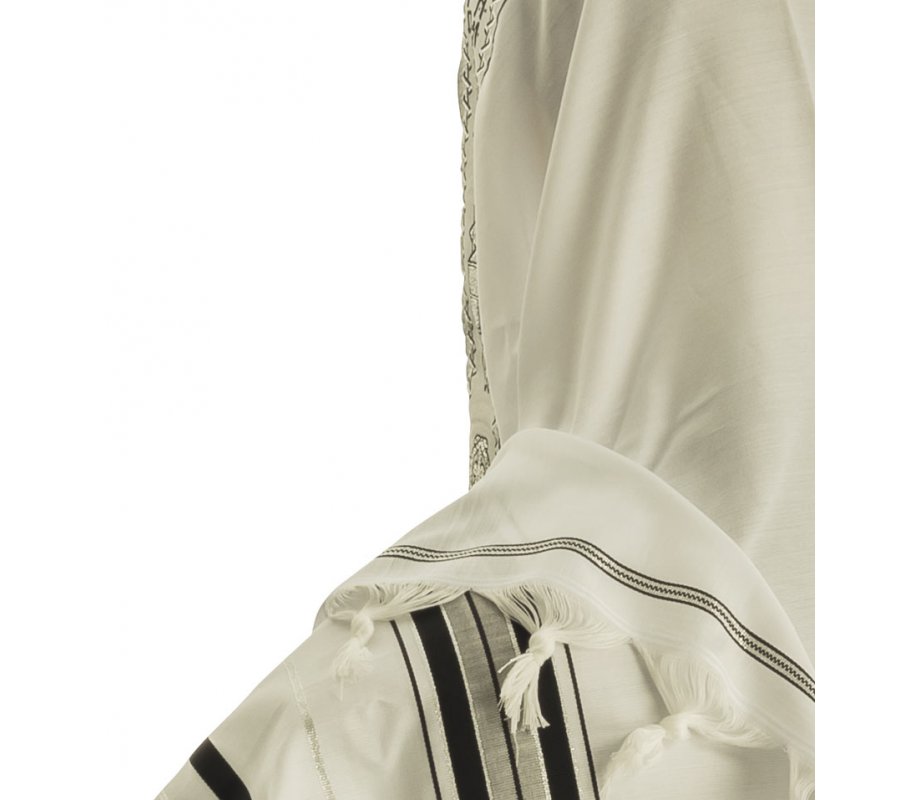 Talitnia Acrylic Tallit Imitation Wool Prayer Shawl - Black & Silver Stripes