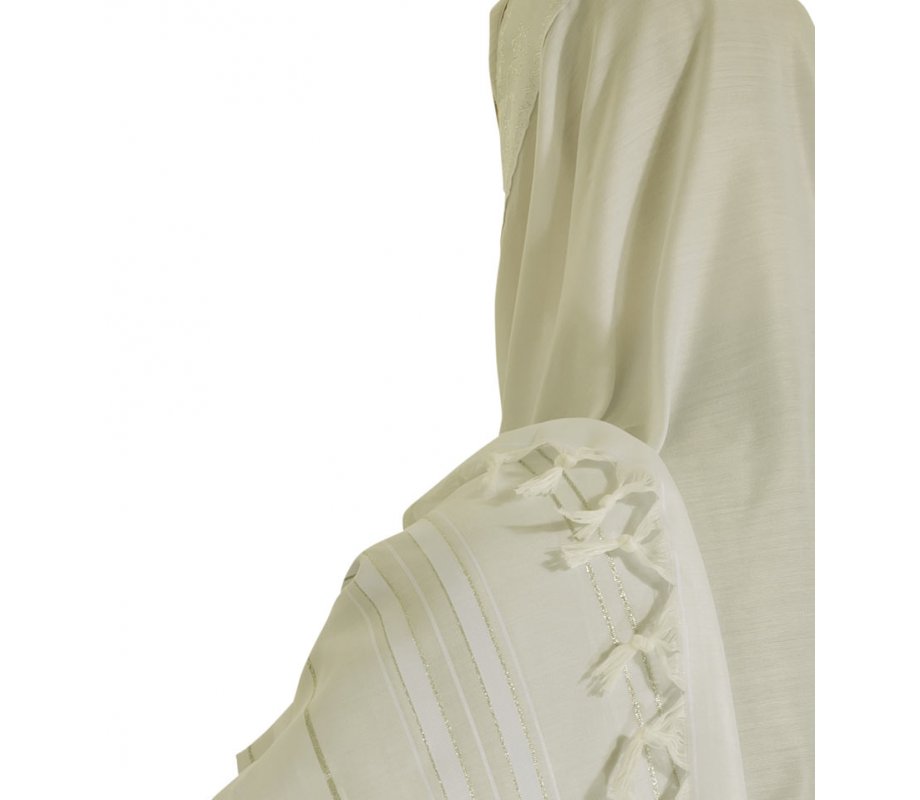 Talitnia Acrylic Tallit Imitation Wool Prayer Shawl - White & Silver Stripes