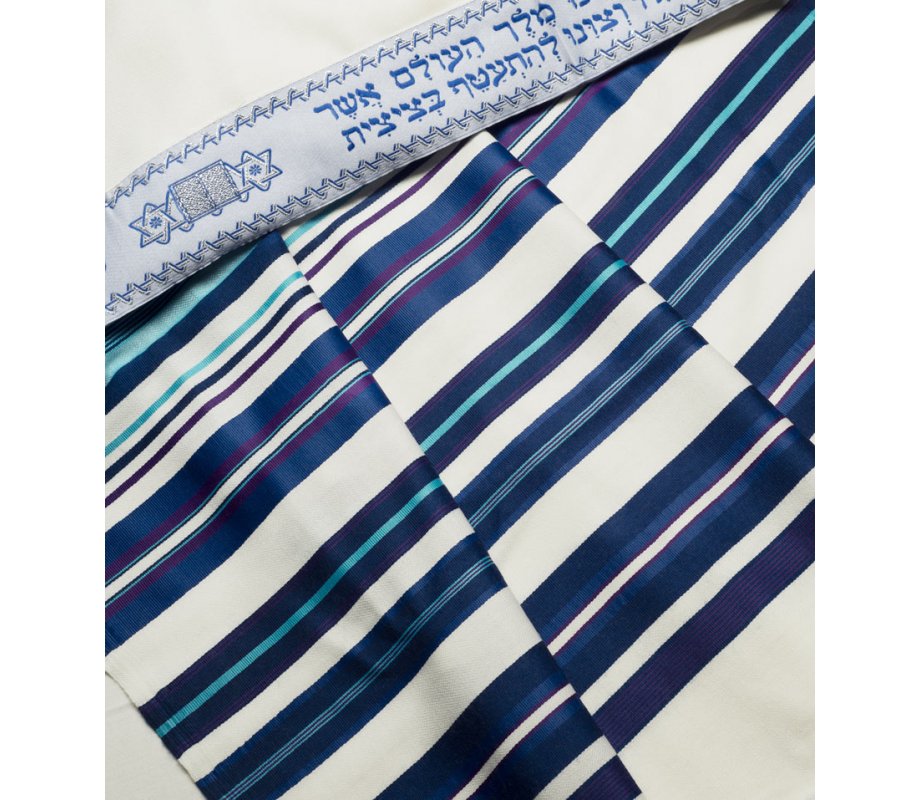 Talitnia Beney Or Tallit - Sons of Light Modern Wool Prayer Shawl - Blue