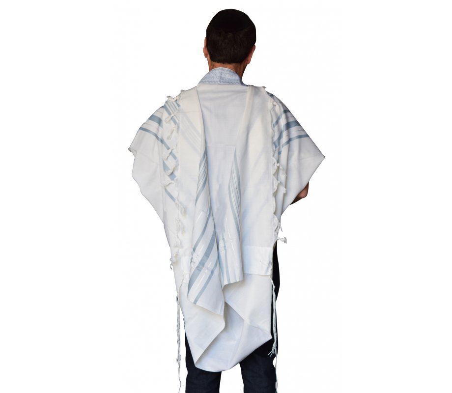 Talitnia Gilboa Light Weight Non Slip Tallit Wool Tallit Prayer Shawl - Light Blue Strips