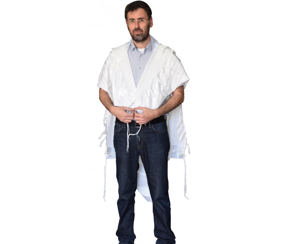 Talitnia Gilboa Light Weight Non Slip Tallit Wool Tallit Prayer Shawl - Silver Strips